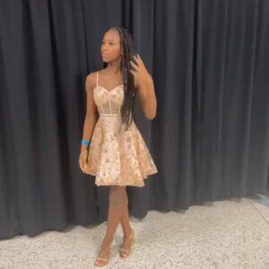 Camille la Vie Gold/ Rose Gold Short Dress (Hoco/Homecoming Dres)